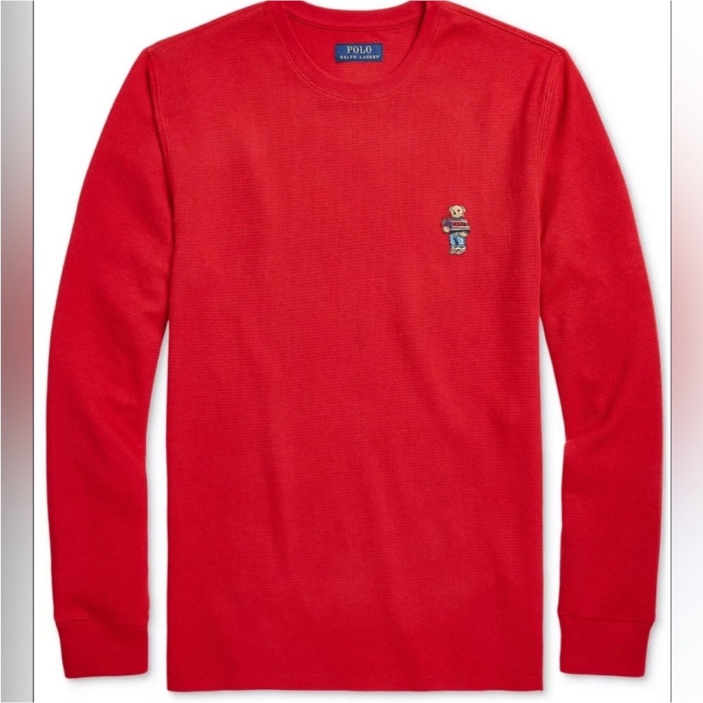 Polo Ralph Lauren Men’s Shirt Bear Red Crew Neck Long Sleeve Thermal Top XL